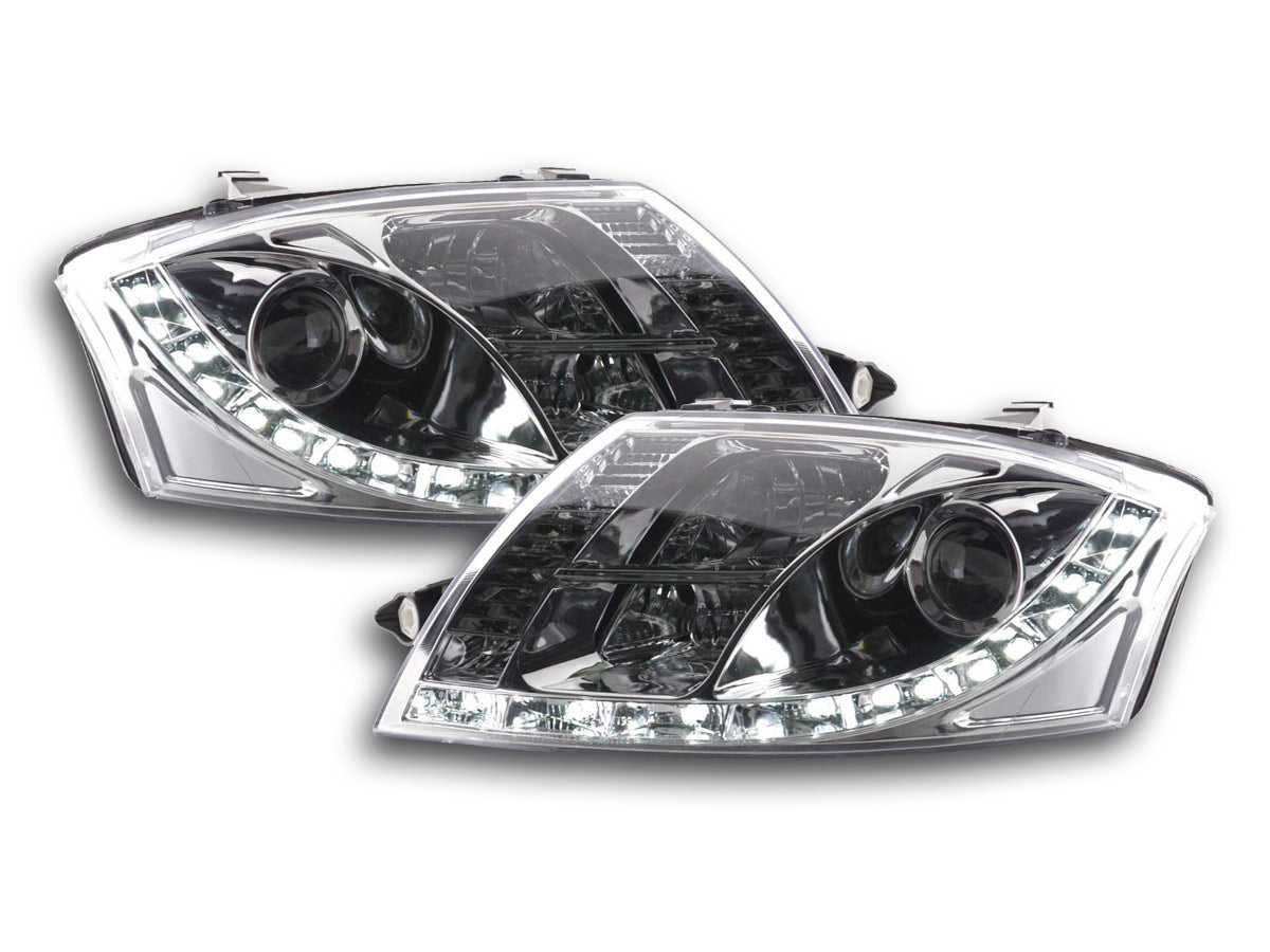 Scheinwerfer Set Daylight LED Tagfahrlicht Audi TT Typ 8N 99-05 chrom Scheinwerfer Set Daylight LED Tagfahrlicht Audi TT Typ 8N 99-05 chrom